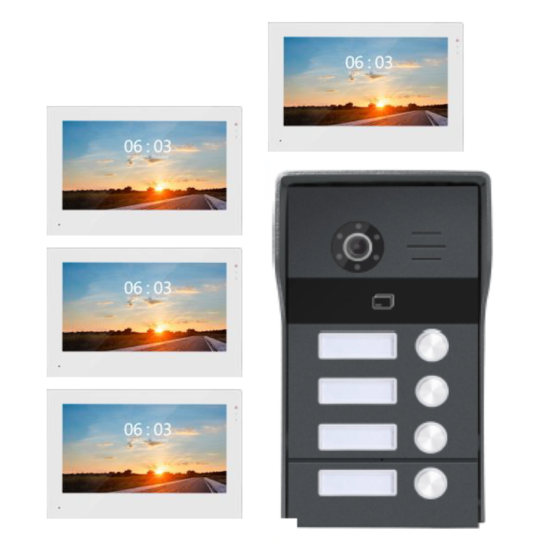 ZUNNK Videoporteiro 4 botões inteligente Cabo 2 fios - ZKVP03-4