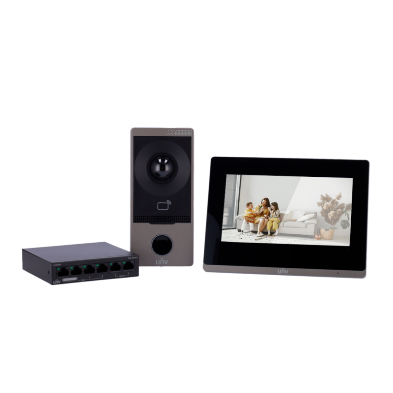 Kit videoporteiro IP Uniview - UV-KIT/201S/372S/NSW2020
