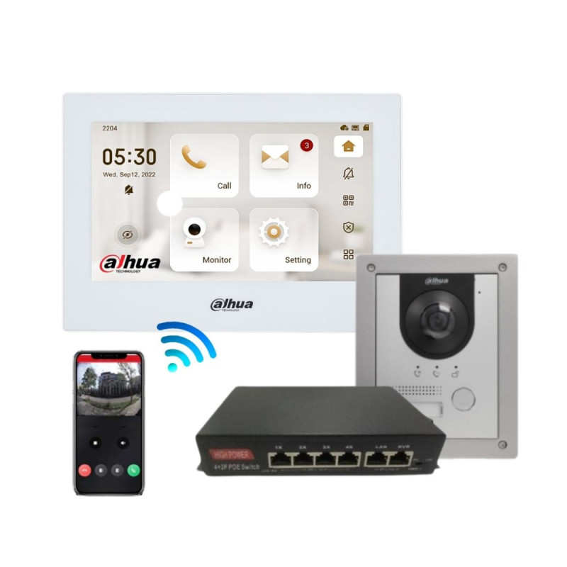 Dahua Videoporteiro inteligente Cabo POE Encastre - KTP01-VTH2621GW-P-2