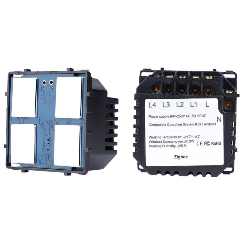 Módulo Interruptor inteligente Zigbee/WiFi 4 botões - VLMZ04