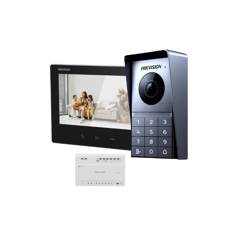 Hikvision kit de videoporteiro com dois relés tecnologia 2 Fios HD com WiFi - DS-KIS706EY-B