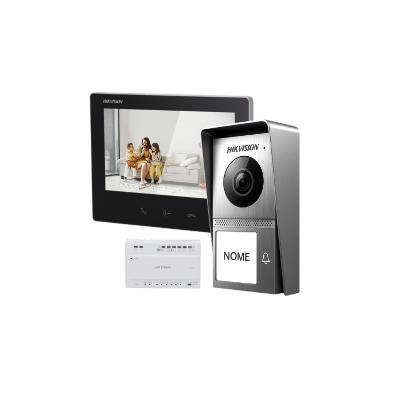 Hikvision kit de videoporteiro com dois relés Tecnologia 2 Fios HD com WiFi - DS-KIS705EY-B
