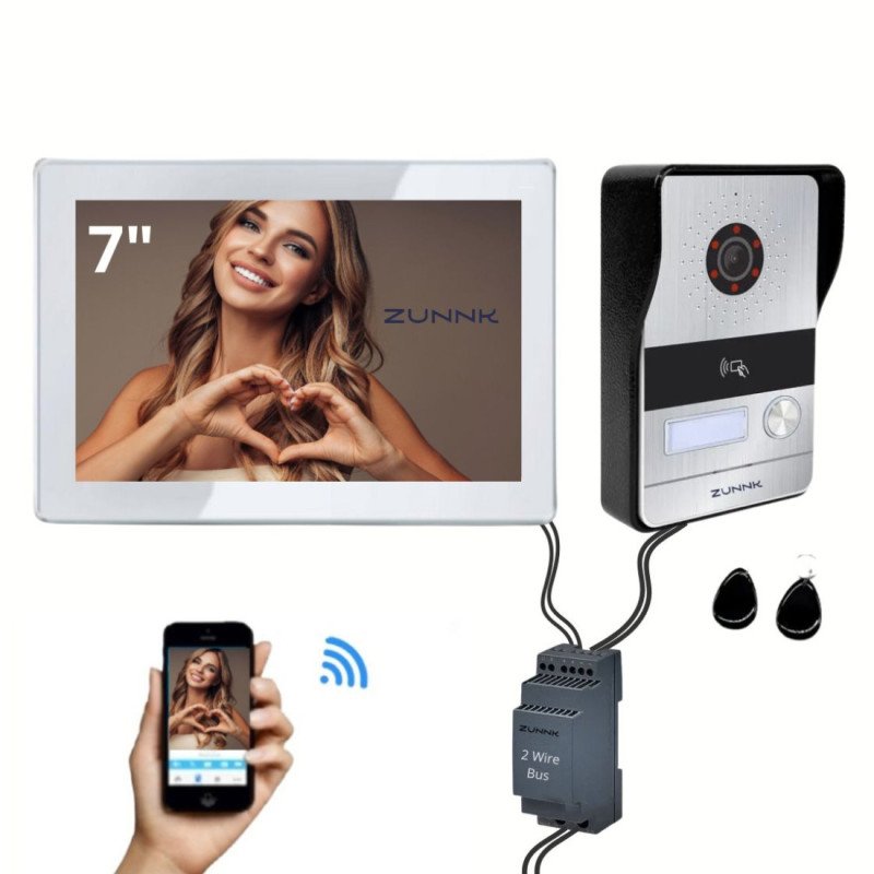 ZUNNK Videoporteiro inteligente Cabo 2 fios - ZKVP03