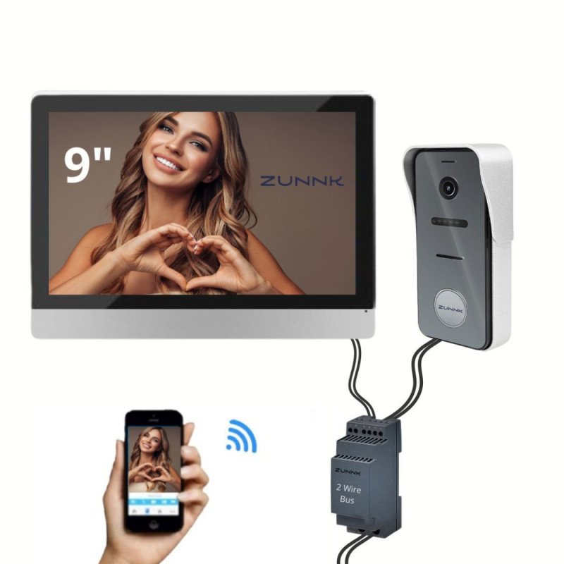 ZUNNK Videoporteiro inteligente Cabo 2 fios - ZKVP01PB