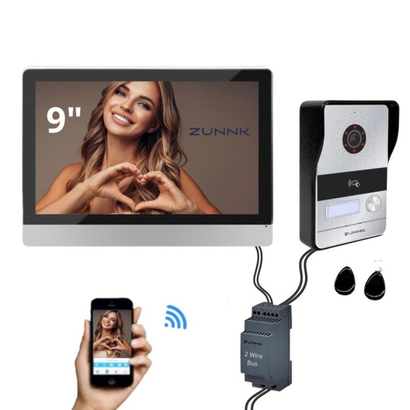 ZUNNK Videoporteiro inteligente Cabo 2 fios - ZKVP03PB