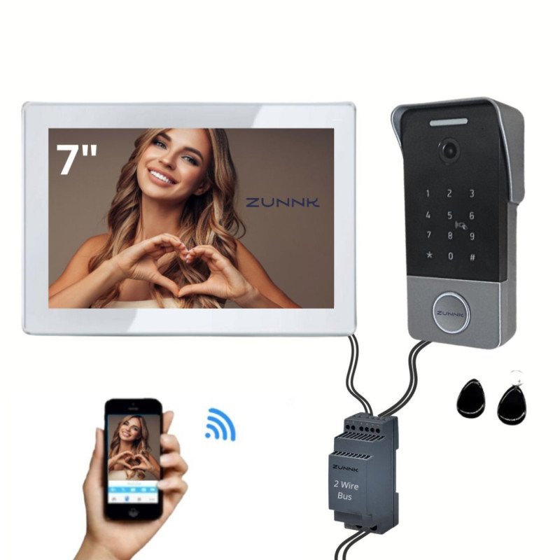 ZUNNK Videoporteiro inteligente Cabo 2 fios - ZKVP02
