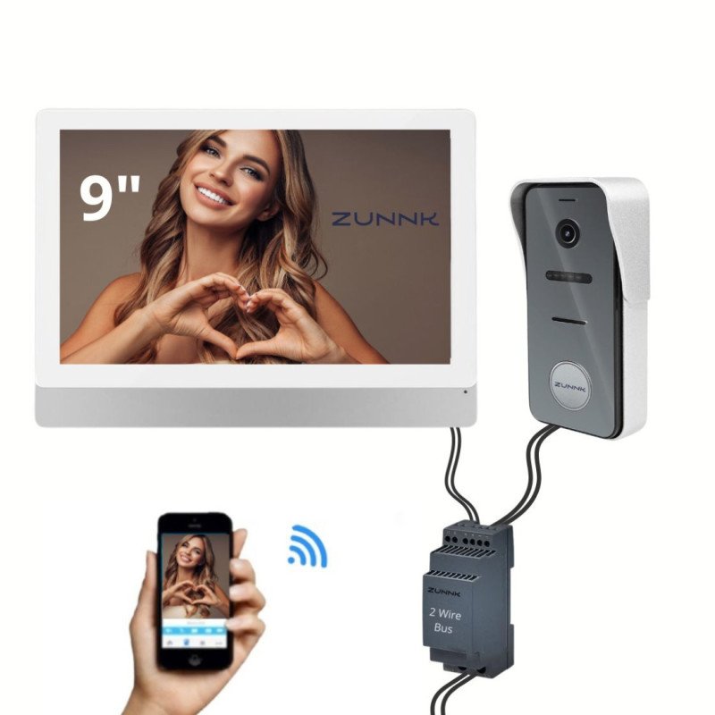 ZUNNK Videoporteiro inteligente Cabo 2 fios - ZKVP01PW