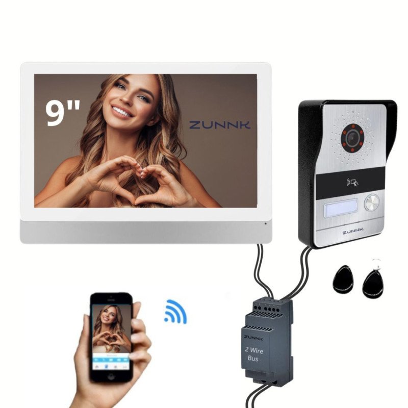 ZUNNK Videoporteiro inteligente Cabo 2 fios - ZKVP03PW