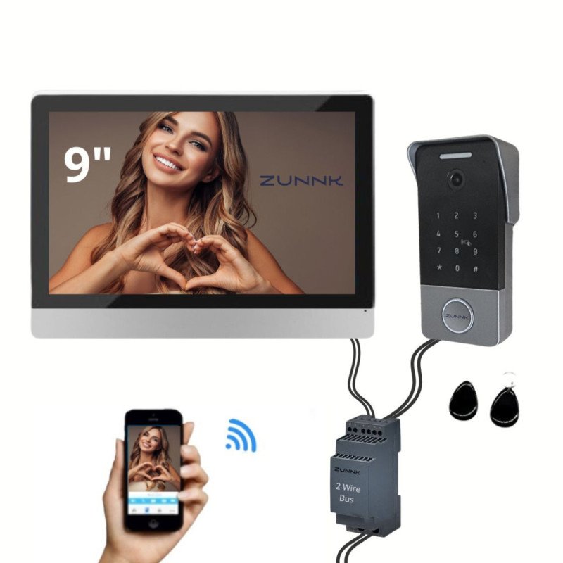 ZUNNK Videoporteiro inteligente Cabo 2 fios - ZKVP02PB