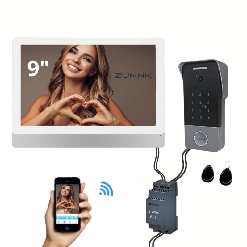 ZUNNK Videoporteiro inteligente Cabo 2 fios - ZKVP02PW